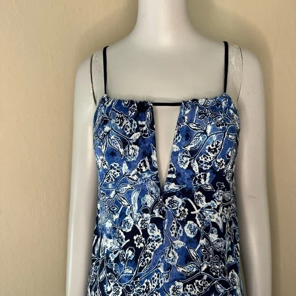 NWT LUCKY BRAND Indigo Floral Maxi Dress Boho Tassel Beach Dress Cover Up Size S - Picture 5 of 16